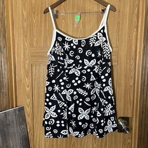 Ladies Sz 22w Swimsuit Black White‎